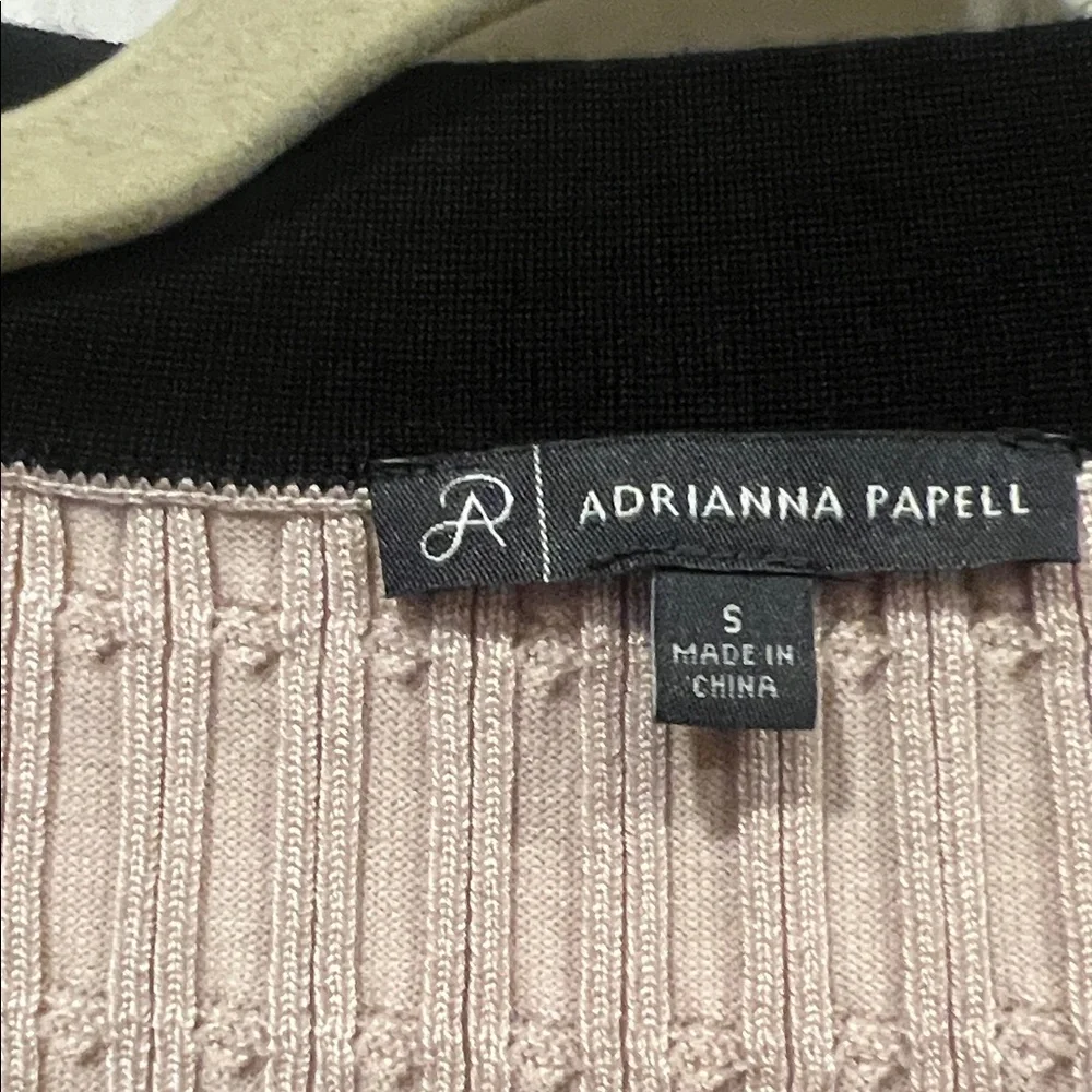 Adrianna Papell tan Cardigan with Black and gold Accents - Picture 2 of 10